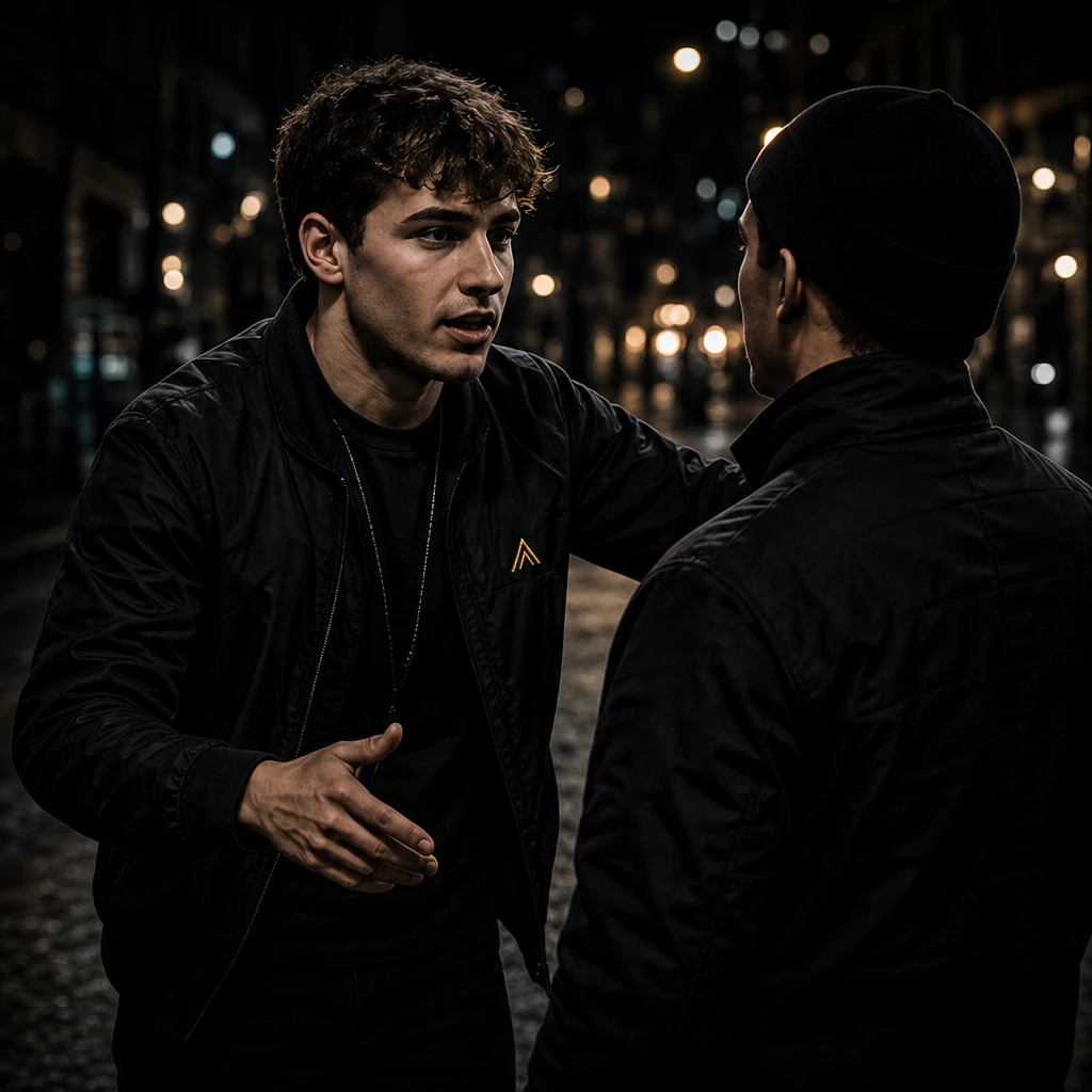 Student in gesprek op straat